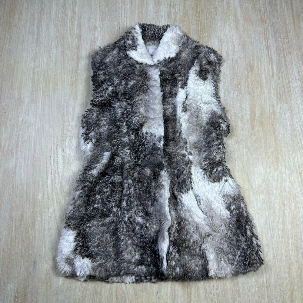Cabi Aspen Faux Fur Vest XS Brown Cream Full Zip Cozy Casual Chic Layering #3179